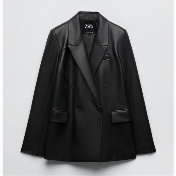 NWT Zara Balmain Style Oversized Leather Blazer Jacket - Picture 4 of 5